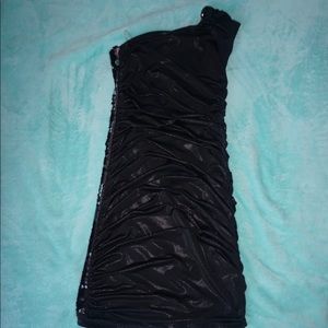 Charcoal Mini One Shoulder Sequin Dress